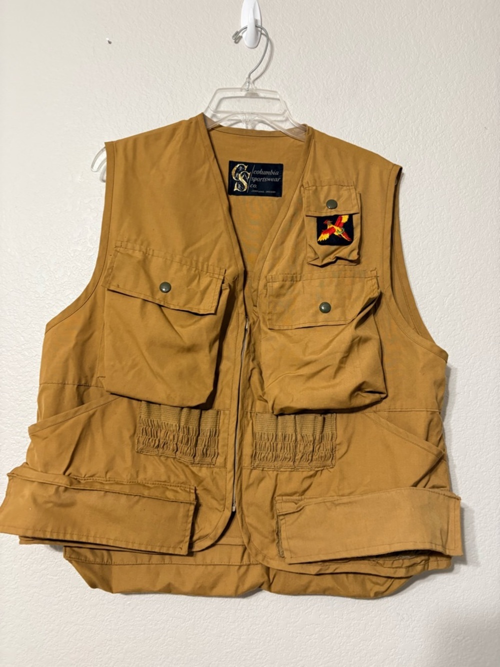 Vintage Columbia Sportswear Portland OR Tan Utility Bird Hunting Vest